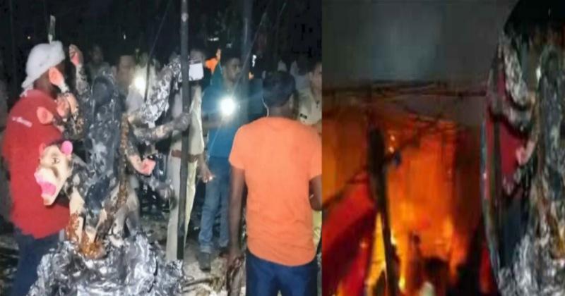 भदोही:- दुर्गा पंडाल में आग लगने से अफरातफरी, 5 की मौत 64 घायल
