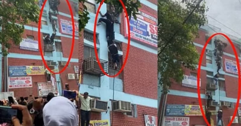 Delhi Fire Accident : मुखर्जी नगर के कोचिंग सेंटर में भीषण आग ,रस्सी के सहारे लटक कर बचाई जान