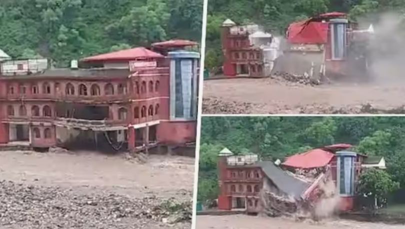 Uttarakhand Rains : देखते ही देखते ताश के पत्तों की तरह गिरी डिफेंस कॉलेज की इमारत, देखें वीडियो