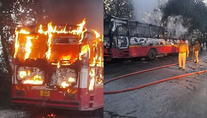 यात्रियों से भरी बस बनी आग का गोला, टोलकर्मियों ने जान पर खेलकर बचाई लोगों की जान