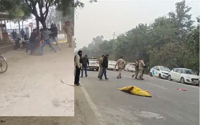 बड़ी खबर : दबंगों ने पुलिस के सामने मजदूर नेता को जमीन पर गिराकर पीटा