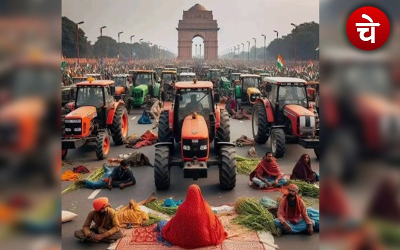 AI ने बनाई इंडिया गेट पर धरना देते किसानों की तस्वीर, देखे कैसा होगा नजारा