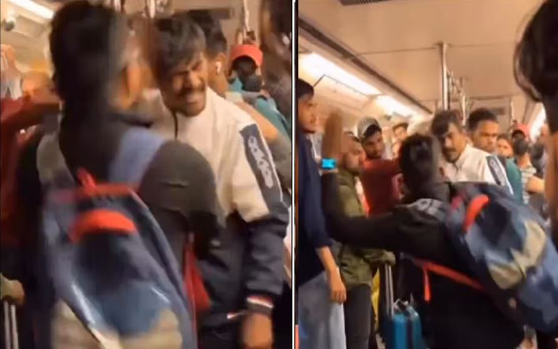 दिल्ली मेट्रो में चोर की हुई खातिरदारी, लगातार जड़ दिए कई थप्पड़