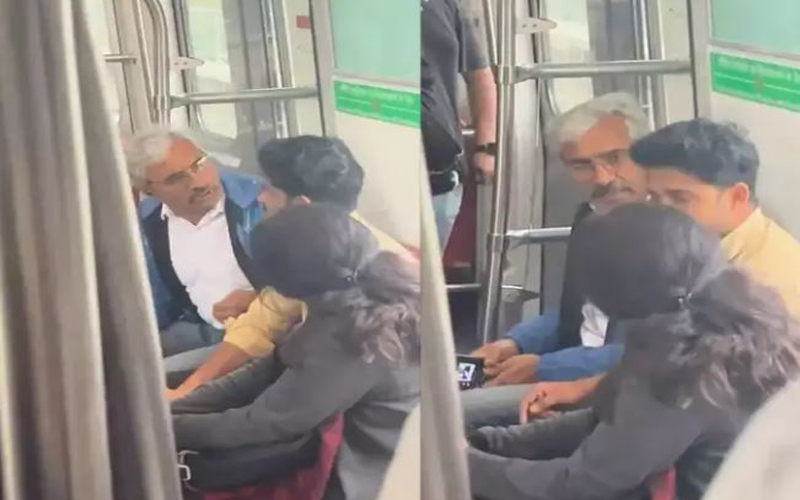 फिर वायरल हुई दिल्ली मेट्रो की वीडियो, बैठने को लेकर ज्ञान दे रहे अंकल