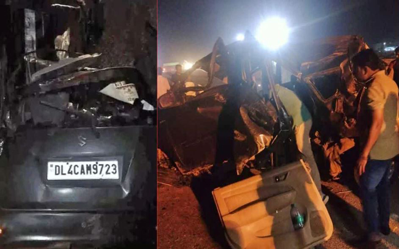 यमुना एक्सप्रेस-वे पर पलटी बरातियों से भरी कार, शेरवानी ने बचाई दुल्हे की जान