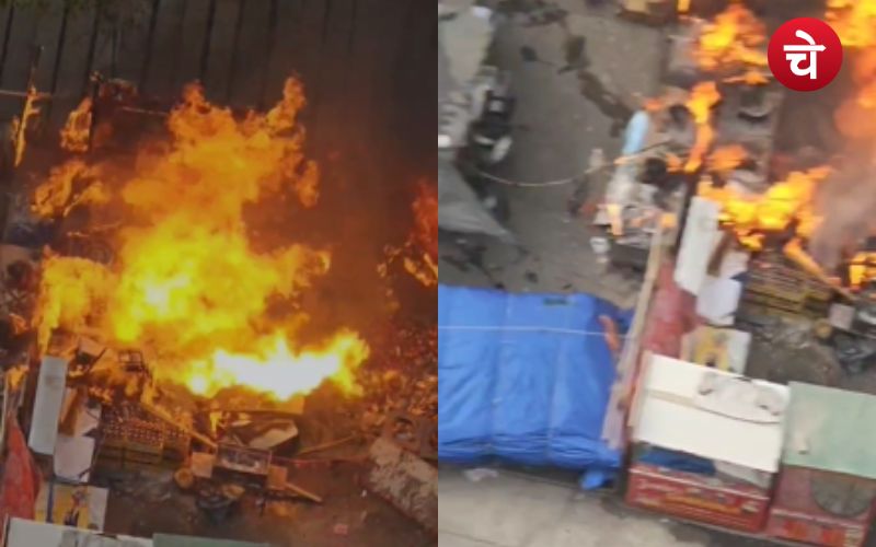 नोएडा में गोल्फ सिटी की अवैध मार्किट में लगी भीषण आग, कई दुकानें जली